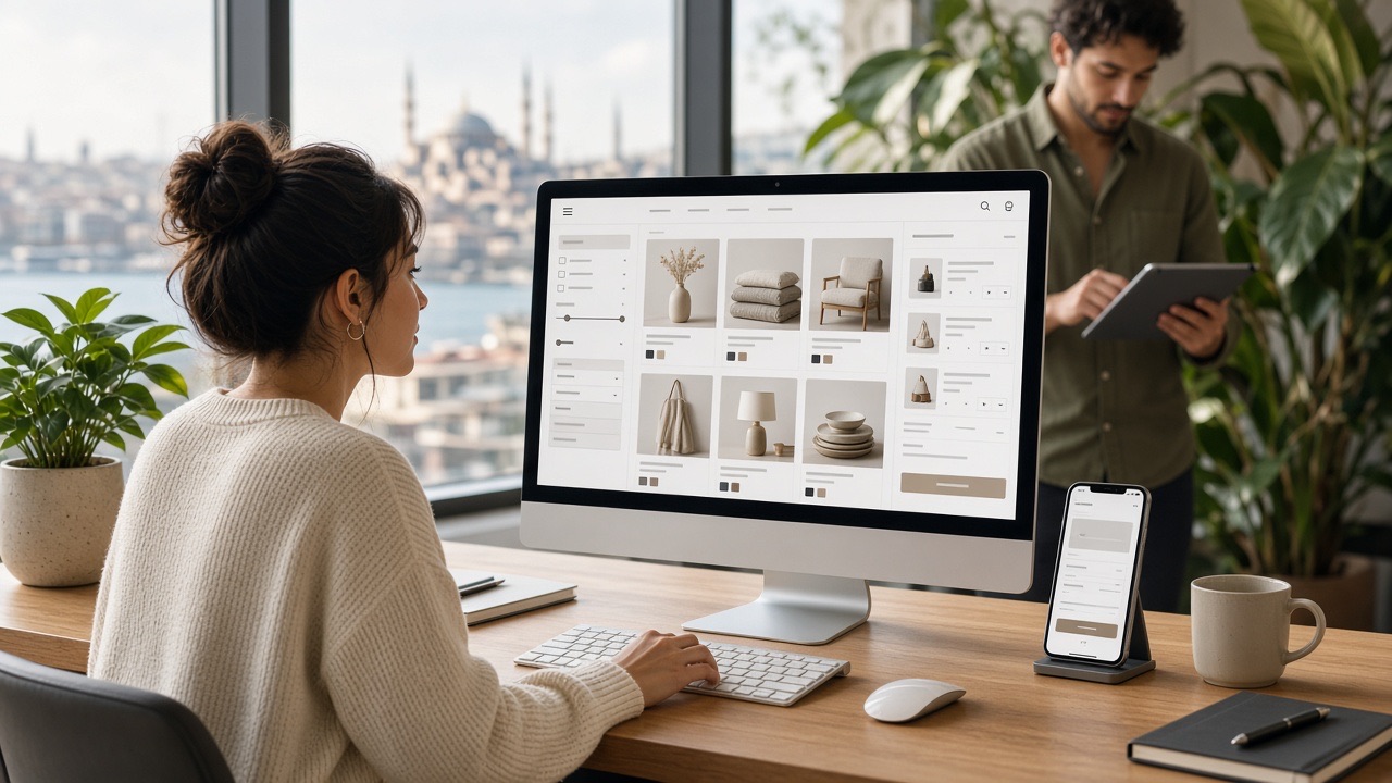 E-ticaret web tasarım — kategori, ürün ve checkout odaklı dönüşüm mağazası